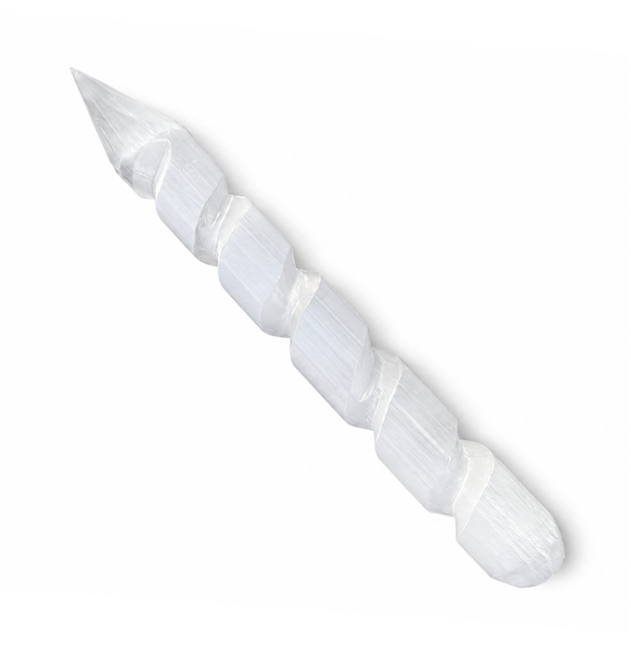Bastón de Masaje Espiral de Selenita 15cm 70g