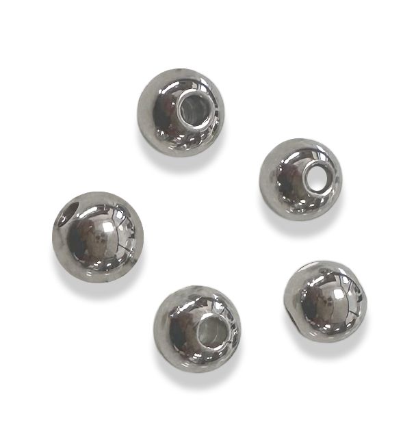 Cuentas espaciadoras de bolas de acero inoxidable plateadas, 8 mm x 100