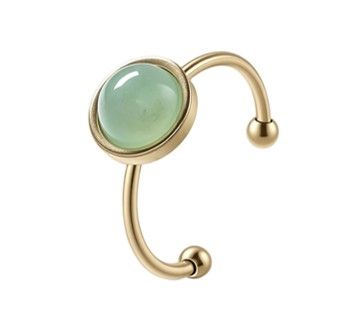 Anillo de aventurina verde – Acero inoxidable bañado en oro
