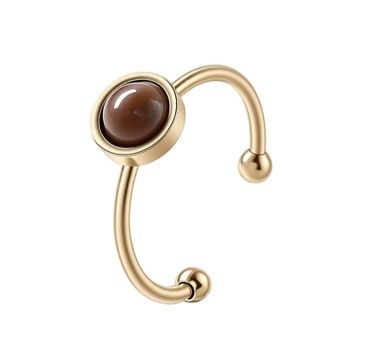 Anillo de ojo de tigre – Acero inoxidable bañado en oro