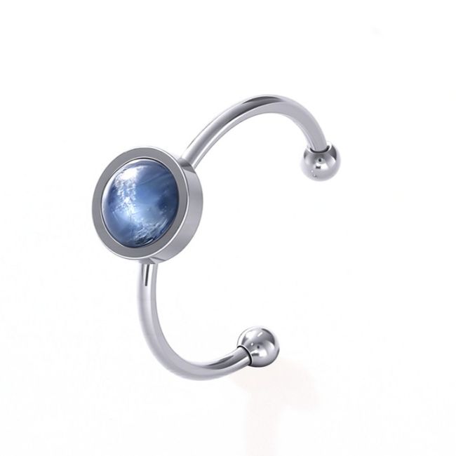 Anillo de cianita azul – Plata y acero inoxidable