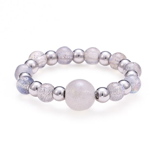 Anillo de plata con cuentas de labradorita