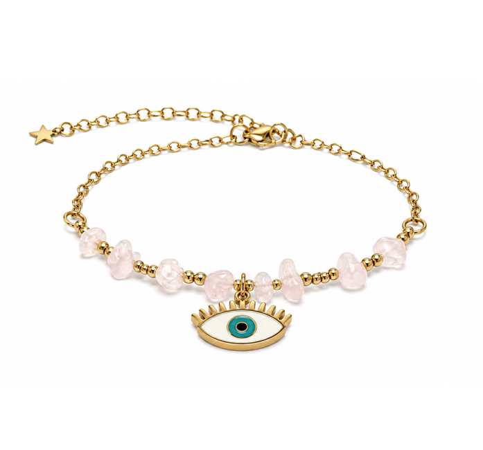 Pulsera de Protección de Cuarzo Rosa A – Mal de Ojo