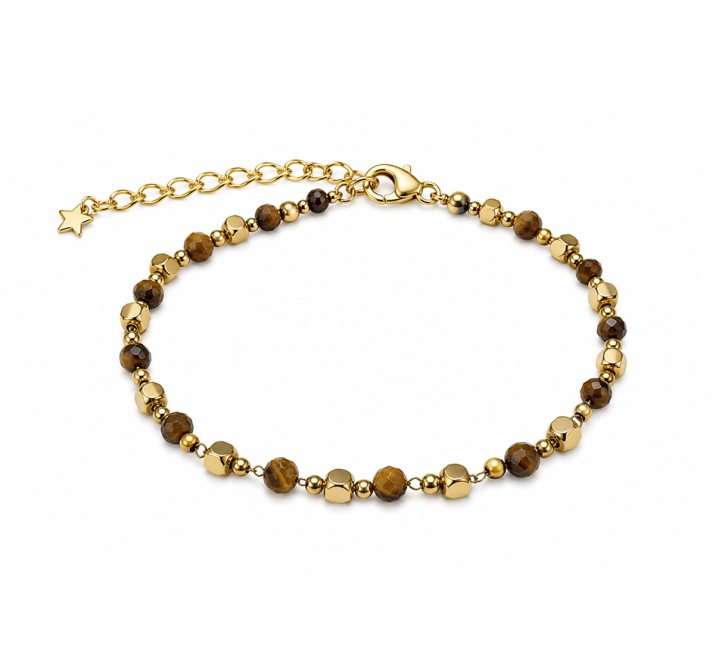Pulsera energética ojo de tigre A – Cuentas doradas