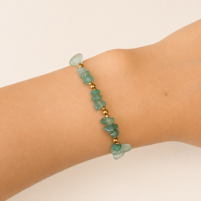incienso en Pulsera Energía de Aventurina Verde A – Fragmentos de Piedra
