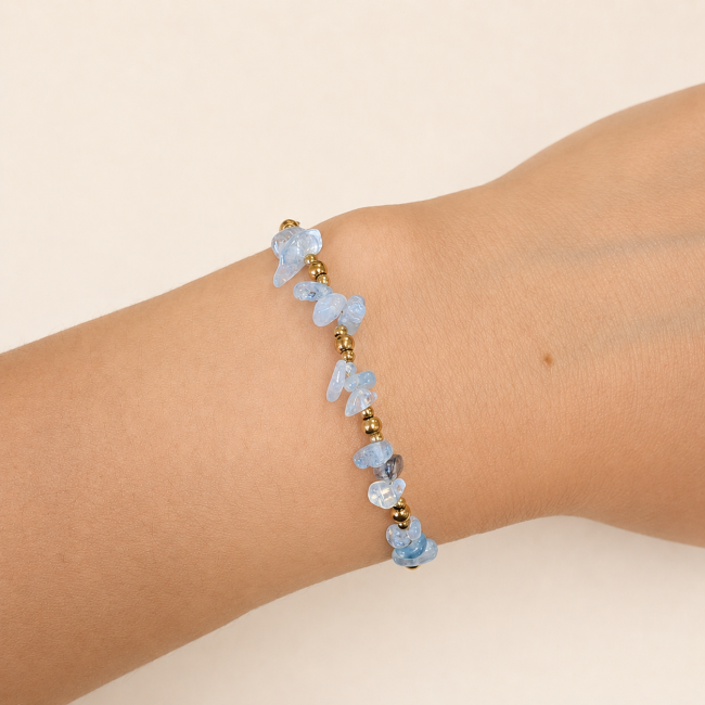 incienso en Pulsera Energía de Aguamarina A+ – Fragmentos de Piedra