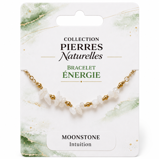 Pulsera Energía de Piedra Luna Blanca A – Fragmentos de Piedra