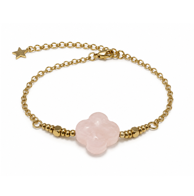 incienso en Pulsera de la Suerte de Cuarzo Rosa A – Trébol|es