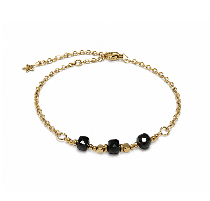 incienso en Pulsera de la Suerte de Turmalina Negra A – Cuentas Cuadradas Facetadas|es