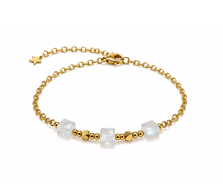 incienso en Pulsera de la Suerte de Piedra Luna Blanca AA – Cuentas Cuadradas Facetadas|es
