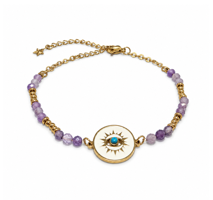 incienso en Pulsera de Protección de Amatista A+ – Medallón Ojo Protector|es