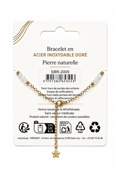 incienso en Pulsera protectora de piedra lunar blanca – Medallón protector para el ojo|es
