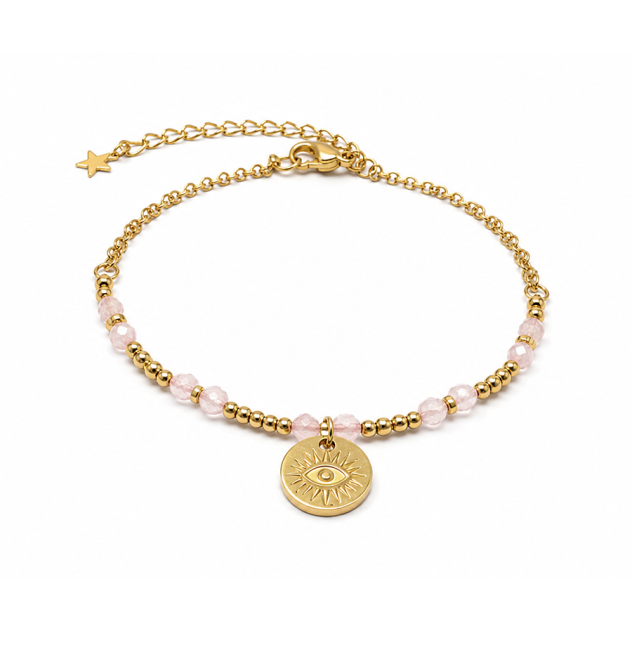 incienso en Pulsera de Protección de Cuarzo Rosa A – Ojo Protector|es