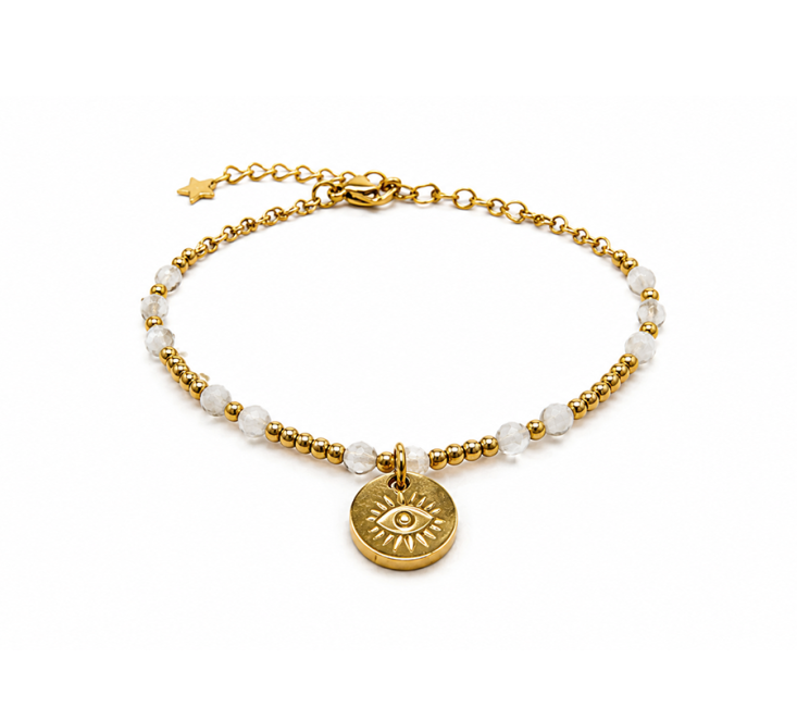 incienso en Pulsera protectora de piedra lunar blanca AA – Protección ocular|es
