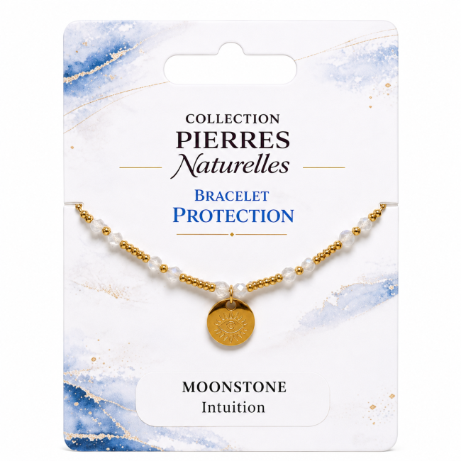 Pulsera protectora de piedra lunar blanca AA – Protección ocular