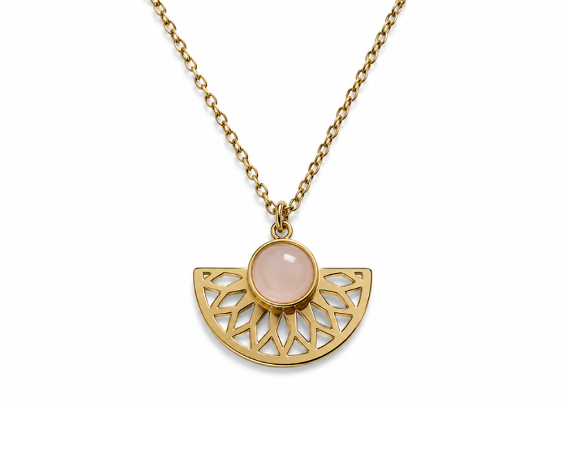 incienso en Collar de Acero Inoxidable Dorado con Colgante Azteca de Lapislázuli AA 6mm|es