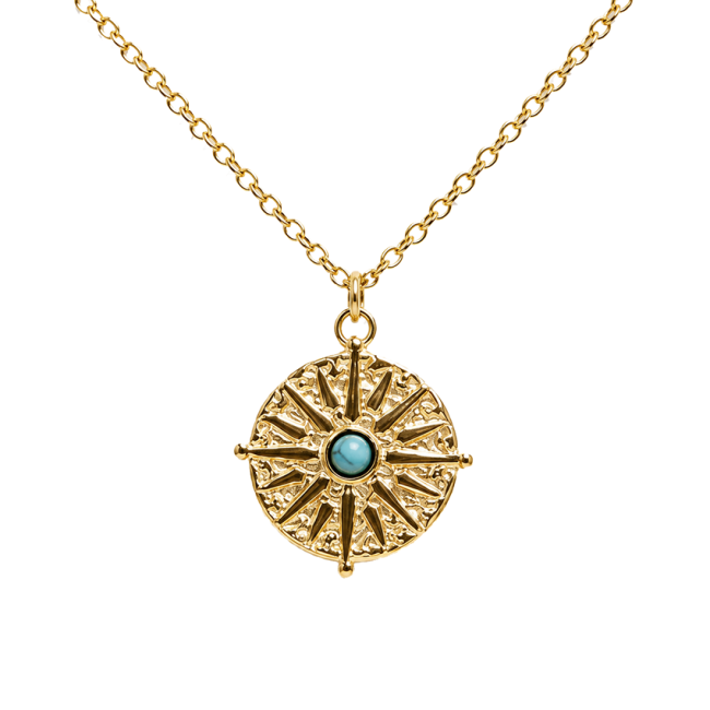Collar de Acero Inoxidable Dorado Sol con Turquenita A