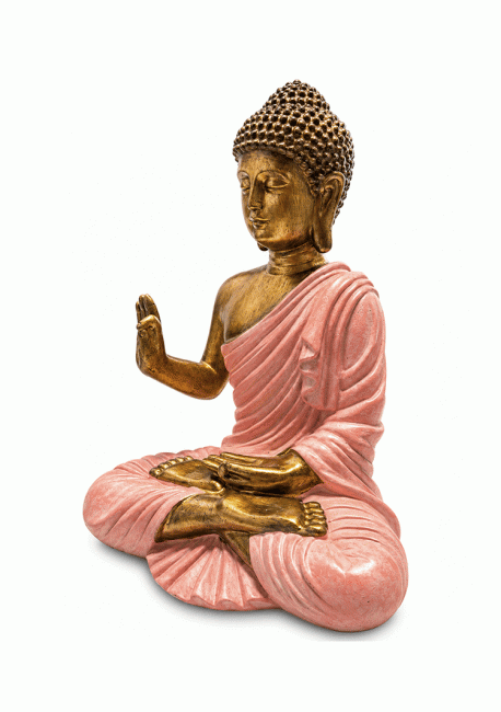 incienso en Estatua de Buda Abhaya Rosa y Dorada en Resina 23 cm|es