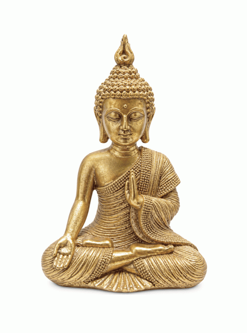 incienso en Estatua de Buda Dorado Mudra de la Enseñanza en Resina 15 cm