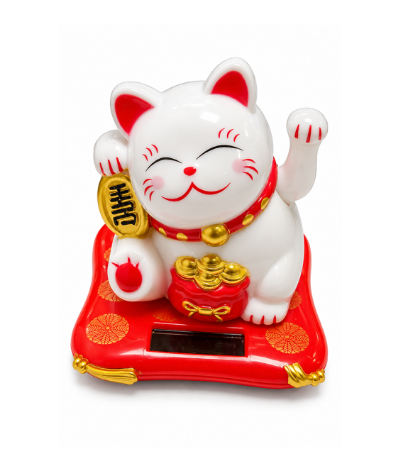 incienso en Gato de la Suerte Maneki-neko Solar con Brazo Móvil 7,5 cm