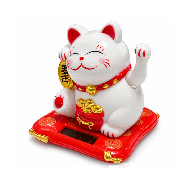 incienso en Gato de la Suerte Maneki-neko Solar con Brazo Móvil 7,5 cm|es