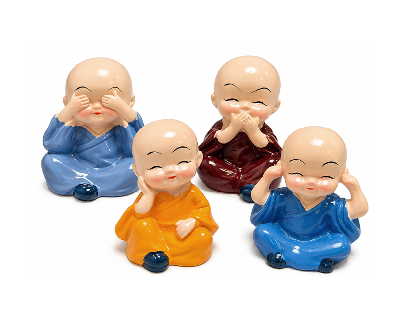 Set de 4 Monjes de la Sabiduría de Cerámica 5,5 cm