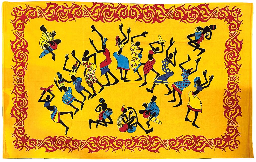 Bailarines africanos amarillos Tela decorativa