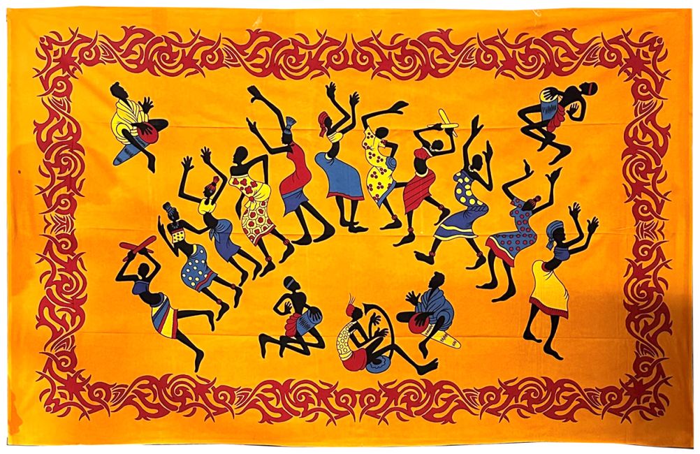 Bailarines africanos naranjas Tela decorativa