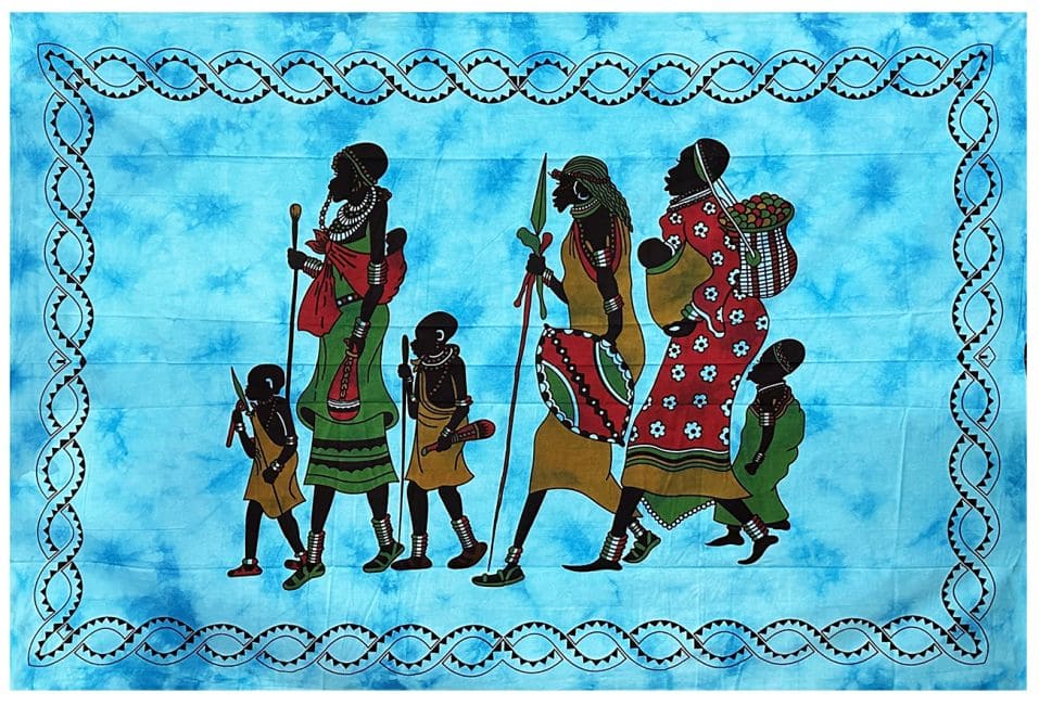 incienso en Colgando 4 niños y 3 adultos africanos azul PM