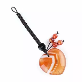 Colgante para bolso con forma de corazón de cornalina en piedra natural.
