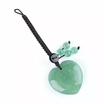Colgante para bolso con forma de corazón de aventurina verde en piedra natural