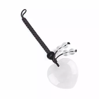 Colgante para bolso con forma de corazón, de piedra natural y cristal de roca.