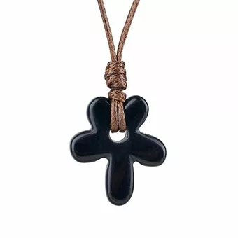 Collar de flores de obsidiana negra A