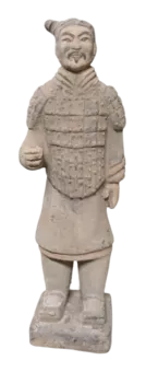 Estatua antigua colorida de guerrero de terracota de 20 cm
