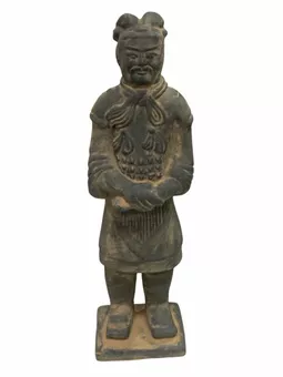 Estatua de general de terracota negra de 21 cm