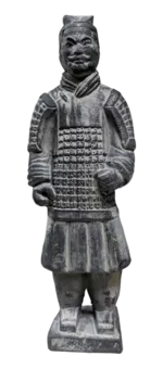 Estatua negra de guerreros con armadura de terracota de 22 cm