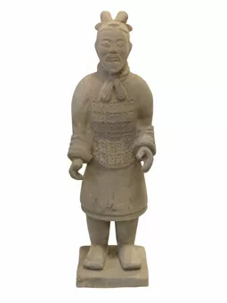 Estatua de general de terracota negra de 22 cm
