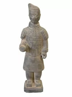 Estatua de guerrero de terracota negra de 25 cm