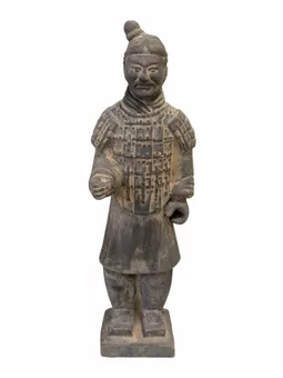 Estatua de guerrero de terracota negra de 25 cm
