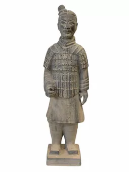 Estatua de guerrero de terracota negra de 35 cm