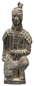 Estatua de arquero arrodillado negro de terracota 27,5 cm