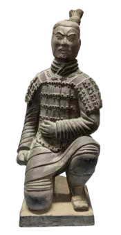 Estatua de arquero arrodillado negro de terracota 35 cm