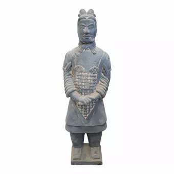 Estatua de general de terracota negra de 50 cm