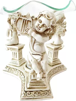 Quemador con 3 ángeles blancos sobre una columna de 12 cm.