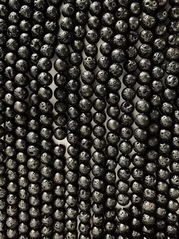 Hilo de Perlas Redondas de Piedra de Lava A 6mm