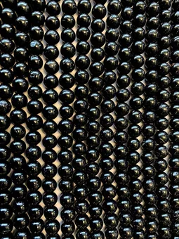Hilo de Perlas Redondas de Turmalina Negra A 6-7mm
