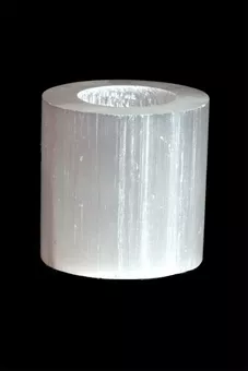 Candelabro cilíndrico de selenita pulida de 7 cm y 0,5-0,7 kg