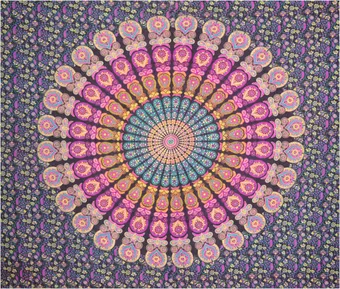 Mandala colgante morado amarillo fucsia y turquesa