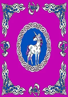 Arabesk colgante unicornio rojo