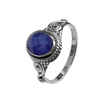 Anillo de plata 925 con zafiro azul facetado AA T54